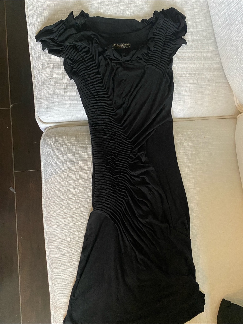 All Saints Black Ruched Midi Dress size 6